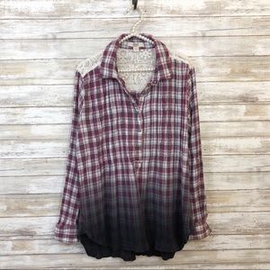Vintage America Lace Plaid Shirt Size Large
